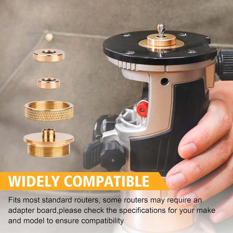 SpeTool Router Inlay Kit, Solid Brass Inlay Bushing Kit Includes 1/8 Inch and 1/4 Inch Cutting Diameter with 1/4 Shank Carbide Spiral Upcut Bit, Router Bushing Guide Set for Wood - Image 3